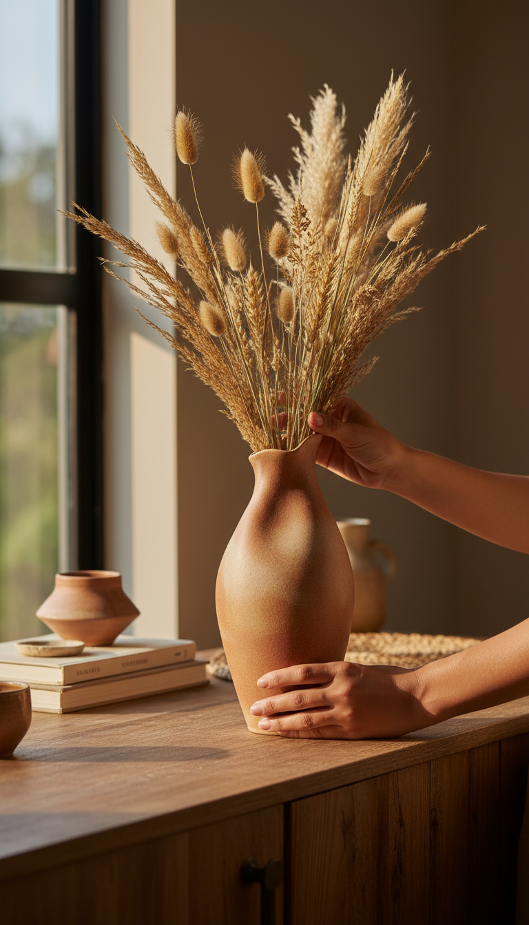 Handcrafted smooth ceramic vase, view 3