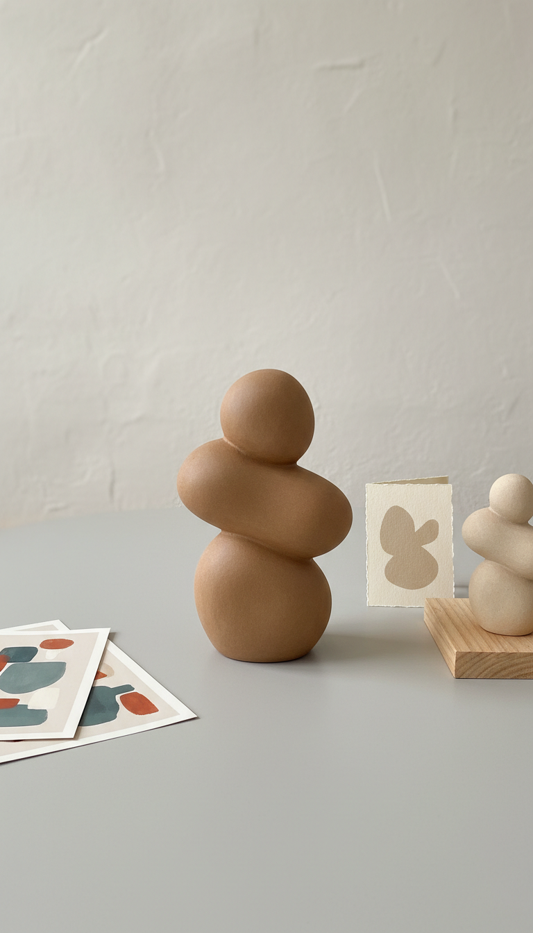 Minimalist neutral ceramic sculpture