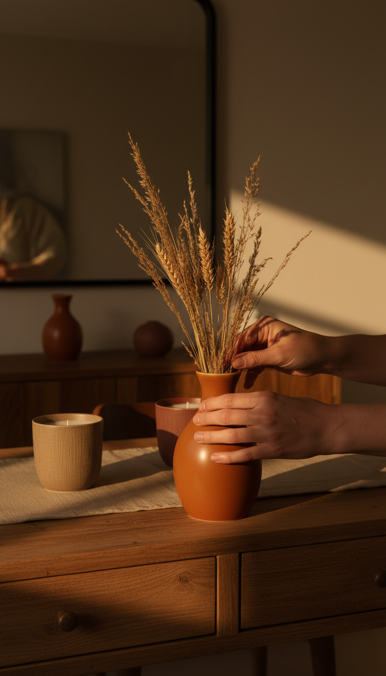 Terre de Sienne decorative ceramic vase, view 3