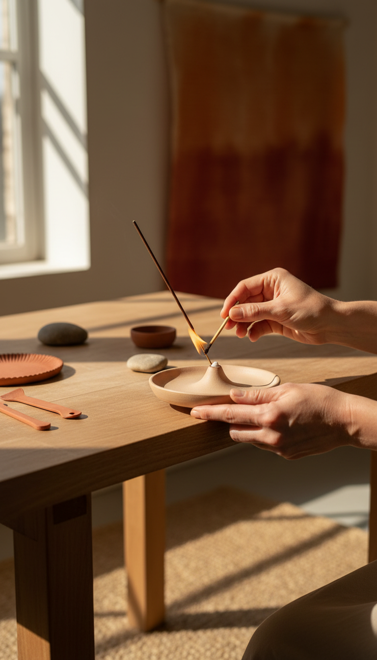 Ceramic incense holder with matte glaze, view 3