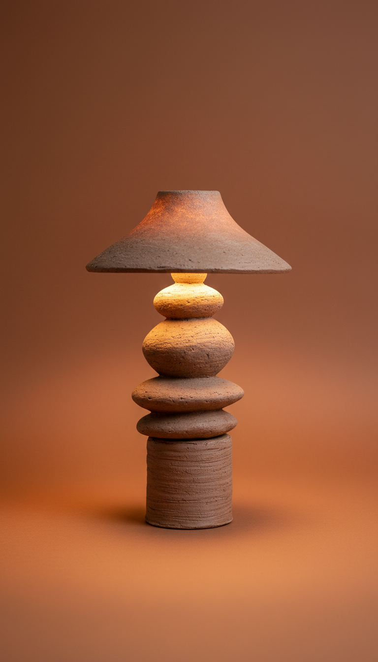 Handcrafted textured ceramic table lamp