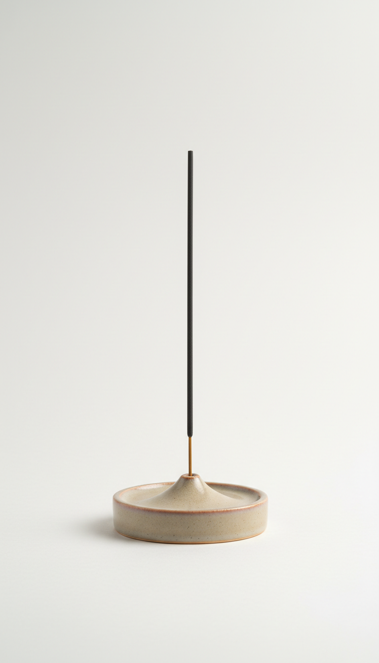 Incense sticks in a glazed ceramic holder