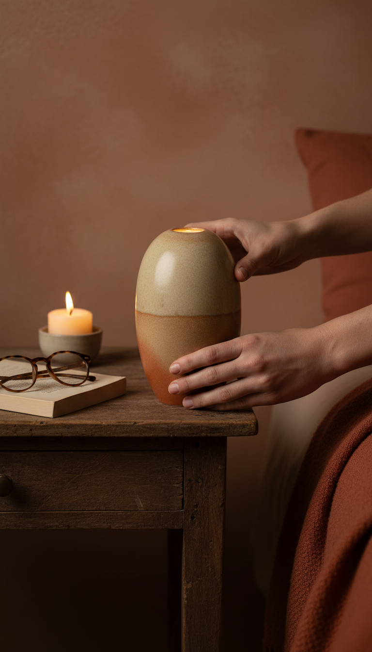 Organic shaped ceramic table lamp, view 3