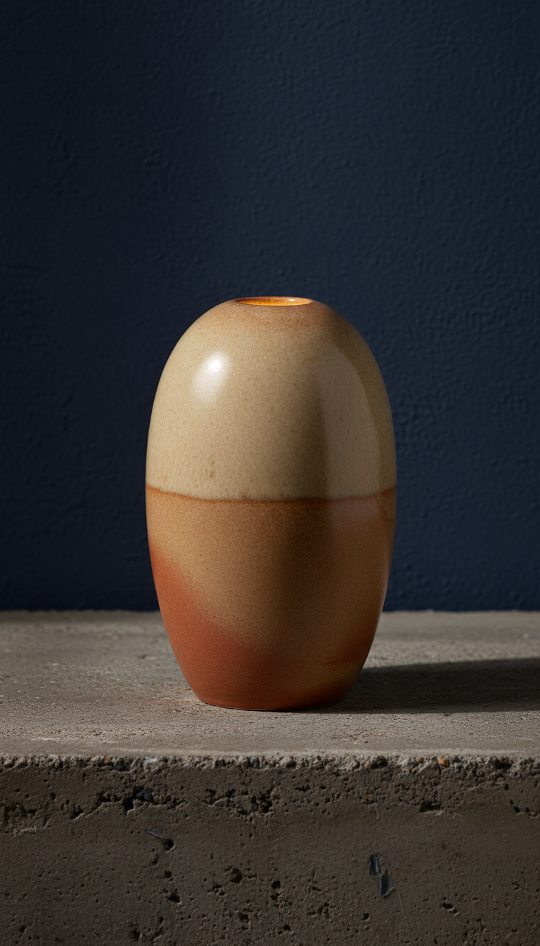 Organic shaped ceramic table lamp, styled in a home setting