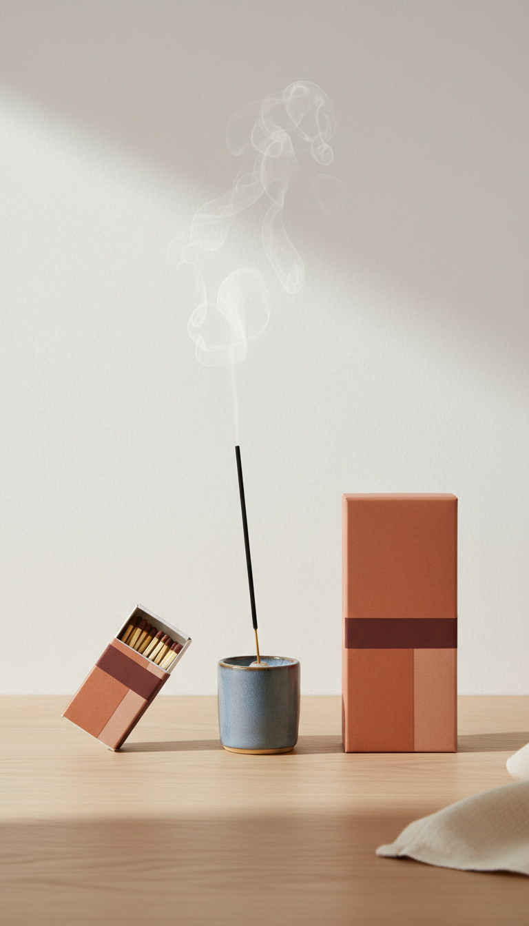 Designer matchbox in terracotta and rose