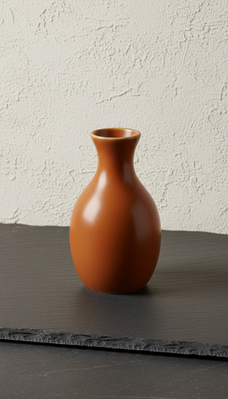 Terre de Sienne decorative ceramic vase, styled in a home setting