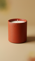 Rust red campfire scented candle